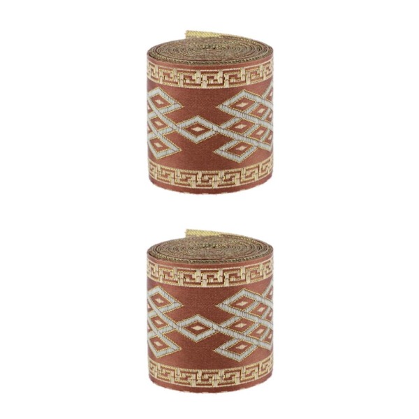 1/2/3/5 5 meter/ 5,5 Yds Jacquard Kantband Bred Vävd Kantband Röd Brun 6cm x 5M Red Brown 6cm x 5M 2Set