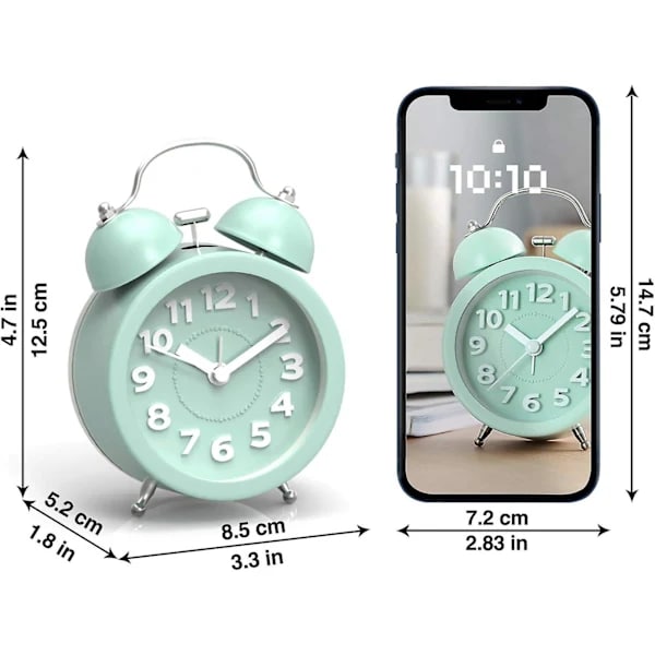Hög Larmklocka för Tunga Sovare Sovrum, Analog Väckarklocka, Liten Väckarklocka, Retrodesign