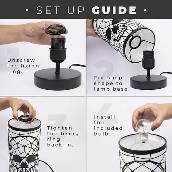 100% Ny Sort Kranielygte Gotisk Lampe Kranielygte
