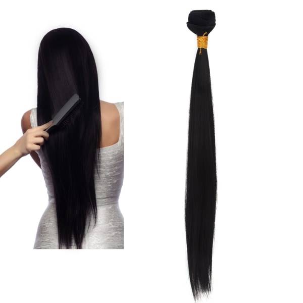 Kvinner langt rett hårforlenger parykk hårinnslag Sporløst falskt hårstykke stylingverktøy 20 tommer