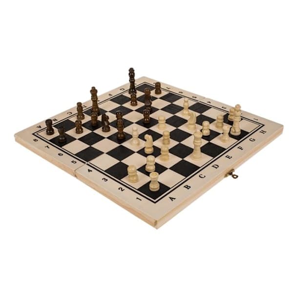 Träschackspel / Schack - Brädspel / Sällskapsspel - 34 cm Trä