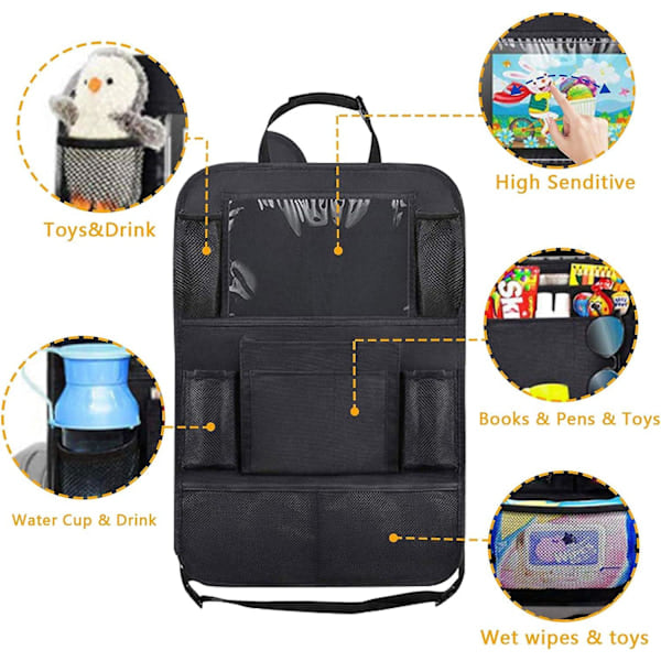 2-PAK Universal bilbagsæde mobil/tablet holder Sort Sort