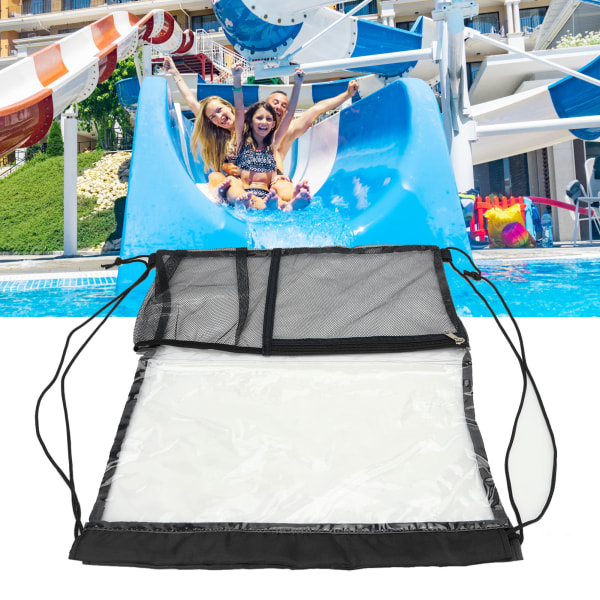Klar rygsæk Foldbar PVC-transparent gennemsigtig taske med stor kapacitet til badestrande Sort