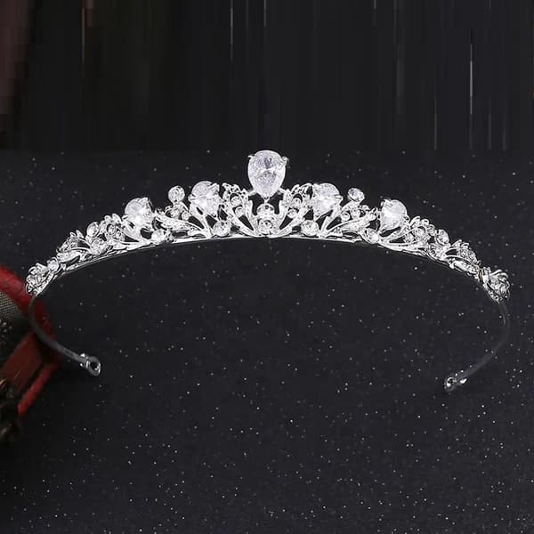 Brudetiara Sølv med Bergkrystaller, Lett Hårkrone til Bryllup Ball Gallafotografering, Elegant Hodeplagg for Brud