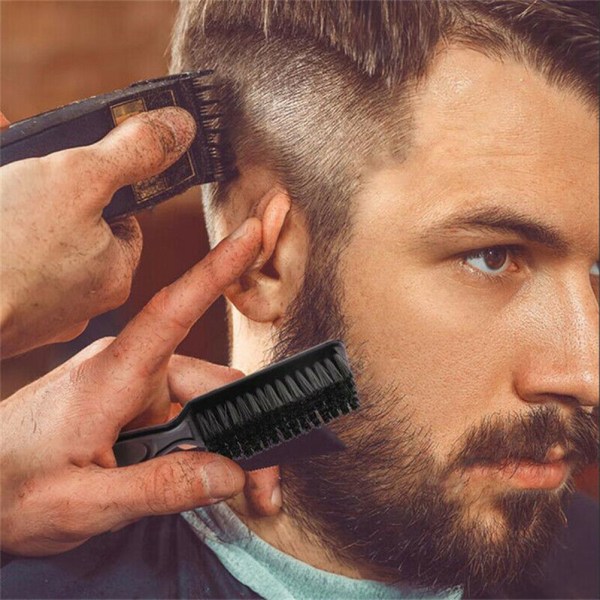 Fade Brush Kam Saks Rengjøringsbørste Multifunksjon Barber Shop Hudpleie