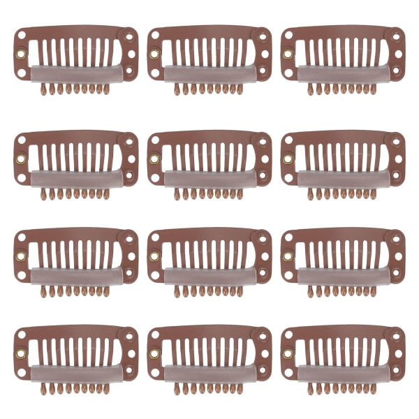 40 stk hårparykkklemmer rustfritt stål 9 tenner Hold godt fast i hårforlengelse Hårstykke 32 mm lysebrun