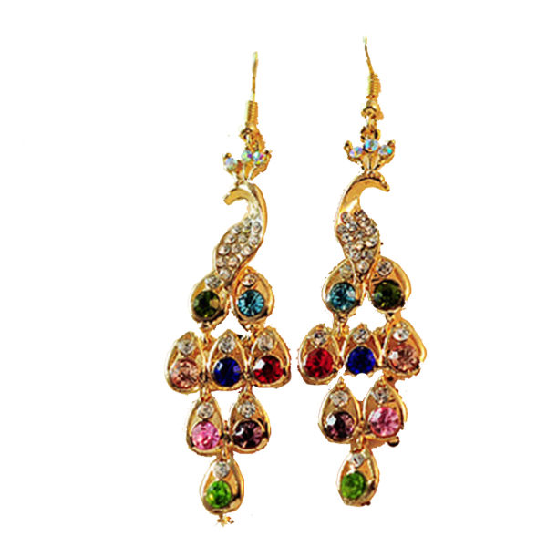 Utsøkt vintage stil fargerike rhinestone øredobber kvinner eardrop smykker tilbehør
