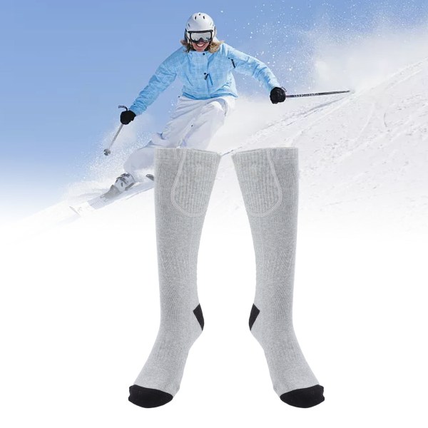 1 par oppladbare elektriske oppvarmede sokker vaskbare 3 hastigheter temperaturkontroll Vanntette oppvarmede jaktsokker for ski Grå