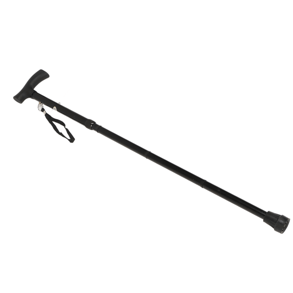 Walking Stick 5-seksjons sammenleggbar aluminiumslegeringsstang Anti-skli gummipad Trekking Stick Black