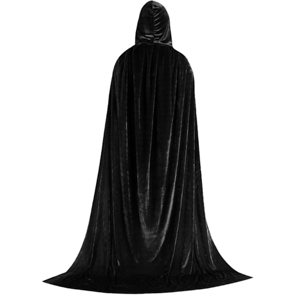 1 Voksen Hoved Kappe, Cosplay Kostume Fløjl Kappe, Kappe Hexe Troldmand Kappe Sort 3XL (180-200cm) Black 3XLarge(180-200cm)