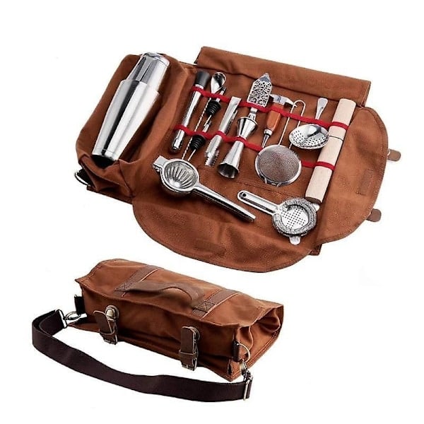 Paris_Bar Bartender Bärväska Kreativ Bartender Canvas Toolkit Pack Bar Verktyg Cocktail Shaker Set Förvaringsväska Endast