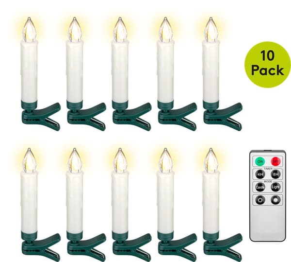 10 trådløse LED-juletræslygter