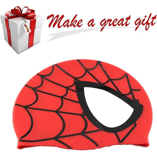 Kasket, vandtæt silikon unisex simhatt Spindelmønster långhårig hatt for barn Barn, pojkar og flickor for vandsporter (rød)