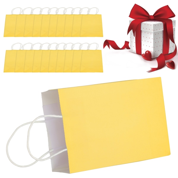 20 stk Bærbar Kraft Paper Bag Emballage Gavepose Tilbehør til Shopping Fødselsdagsfester 15 x 8 x 21 cm Gul