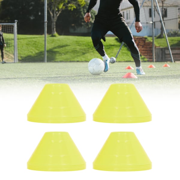 20 STK Fotballtreningsmarkører Multifunksjon PE Fotballtrening Disc Cone Set for Kids Novice Outdoor Yellow