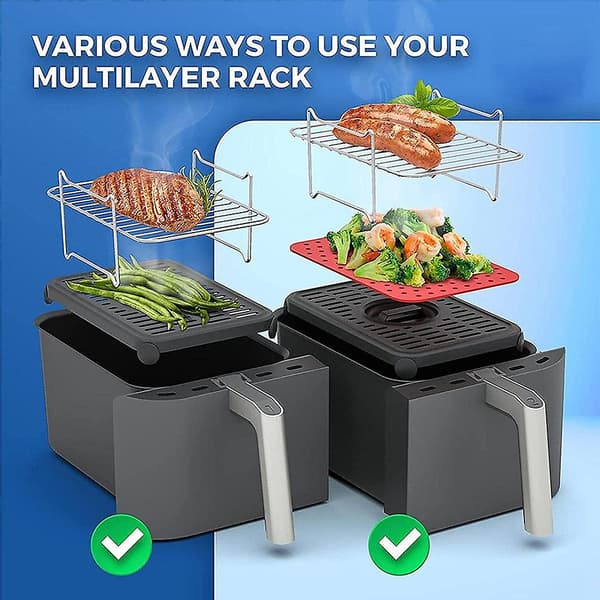 Airfryer-stativ til Ninja Dz201/dz401 Foodi Tilbehør Rustfrit stål Multilags Stabelbar Dehydrator
