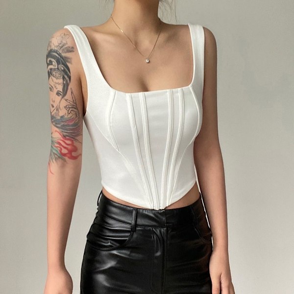 Crop Top Kort Top HVID S hvid