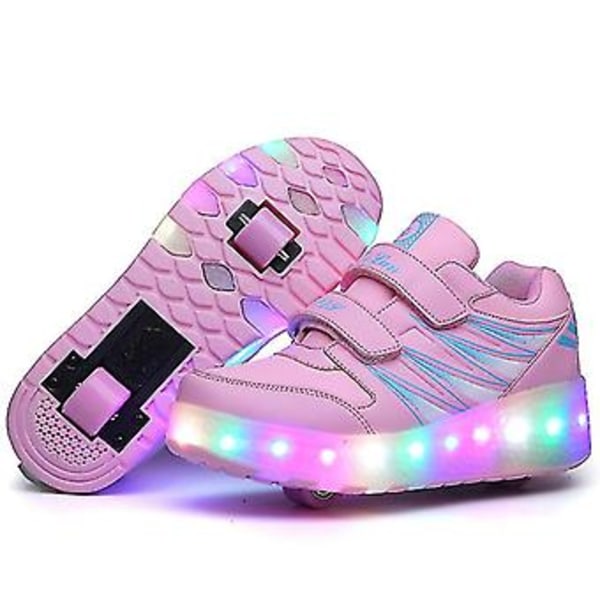 Lysende rullesko med hjul, skate sneakers, sportssko, børnesko med to hjul, LED blinkende lys, usynlige rulleskøjtesko til drenge og piger