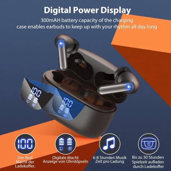 Bluetooth-kuulokkeet, langattomat Bluetooth 5.3 -nappikuulokkeet