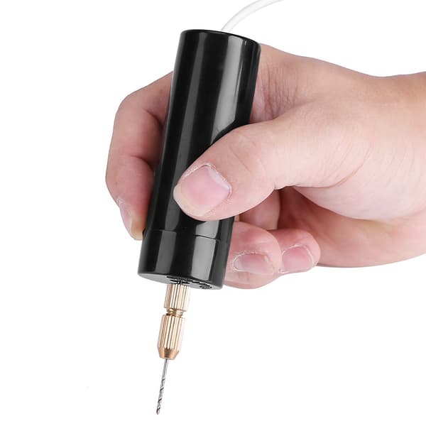 Mini bærbar elektrisk drill USB liten chuck verktøy med 3 bits