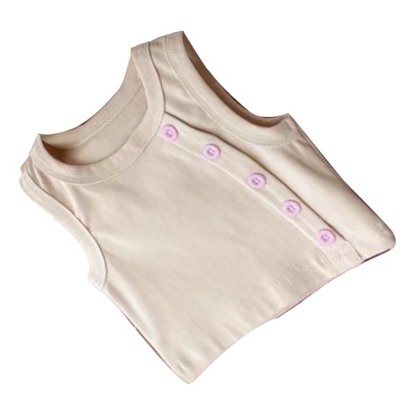 Lasten tyttöjen pyöreäkaula-paita kesän casual muodikas napillinen hihaton paitapusero juhliin, vaaleanpunainen 120