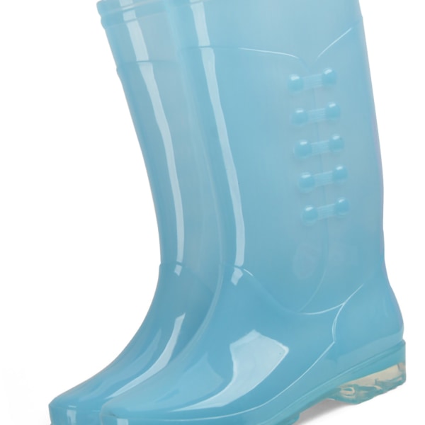 Høje regnstøvler Skridsikre vandtætte regnsko PVC gennemsigtigt regnfodtøj med plys bomuldsbetræk til kvinder voksne Blå 39