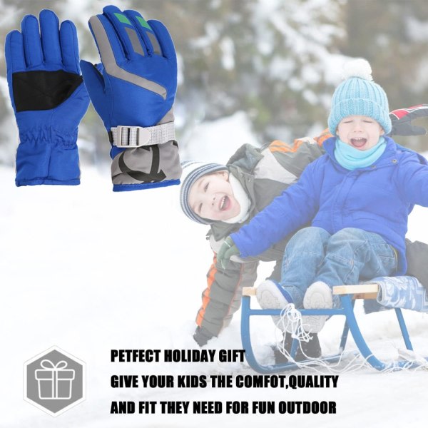 1 par varma vintervantar for barn Helfingerhandskar Barn tjocka sportvantar Vindtäta for udendørsaktiviteter Royal Blue - L