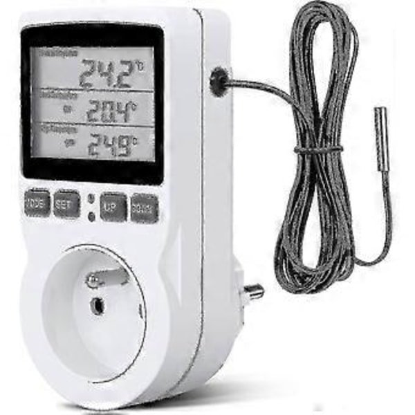 Digital temperaturregulator, värme kylning termostatuttag LCD temperaturregulator, 230V för växthus gårds temperaturregulator-t - WK