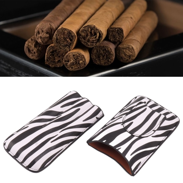 3 Finger Cigar Case Bærbar Rejse Læder Cigar Humidor Case Rygetilbehør Mænd Gave
