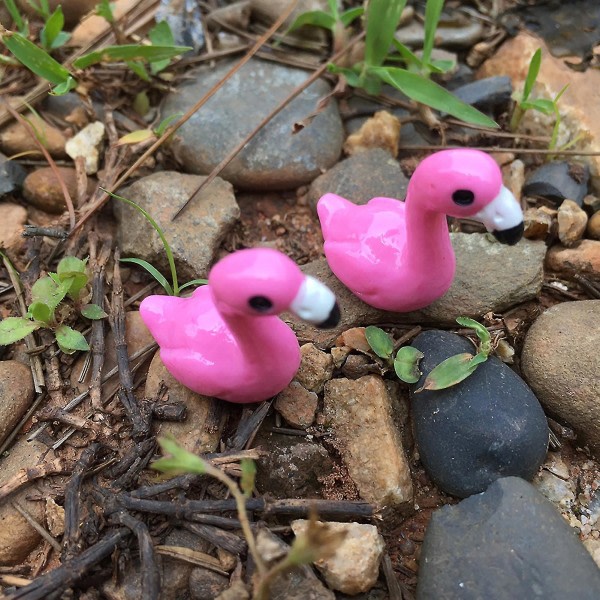 2 stk. Flamingo leketøy levende utsøkt liten mini søt flamingo figur skrivebordsdekor hann