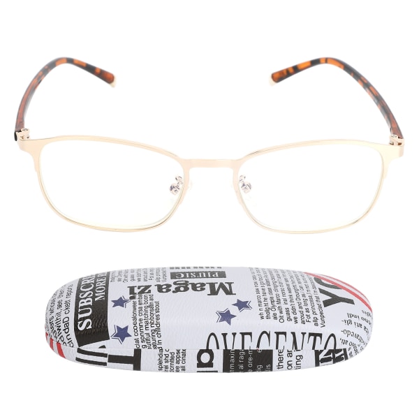 Presbyopiske briller Blåt lysblokerende ridsefast harpiks linse læsebriller til at se tv Guld stel +200