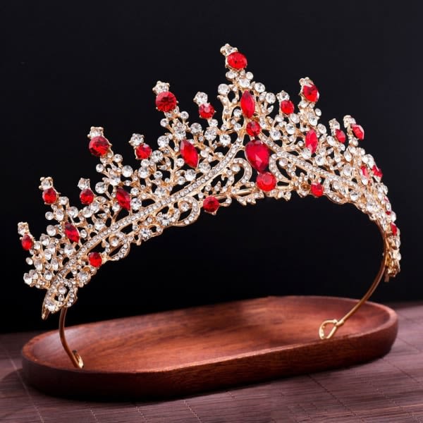 Legering Crown Bröllop Tiara Crystal Rhinestone Crown ROSA Rosa Pink