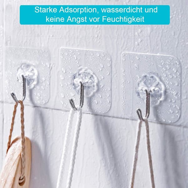 14 transparente selvklebende kroker