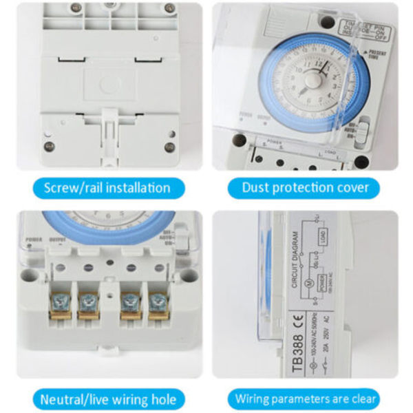 Mekanisk timer 250VAC 16 A 24 timer Universell analog mekanisk timer ,.pa