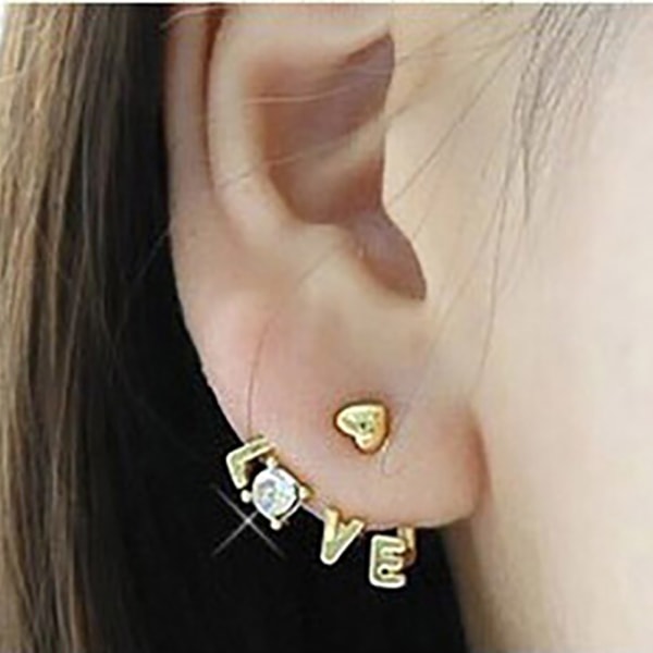 Motebrev LOVE Rhinestone øredobber Stud for kvinner Jenter sjarm smykker gave