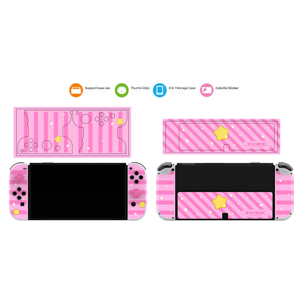 Dekalsett for Nintendo Switch OLED-konsoll + konsollbeskyttelse + kortskrin + rocker-låssett