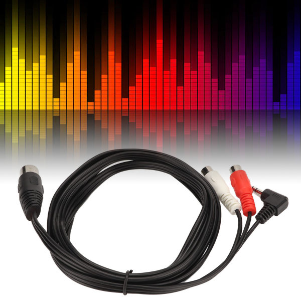 DIN 5-stift hane till 2 RCA hona och 3,5 mm kabel Plug and Play Stereoljudanslutningskabel för högtalare HiFi-utrustning