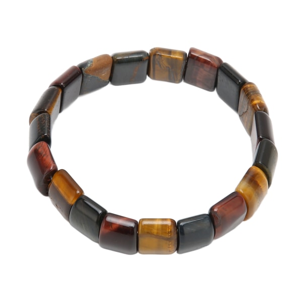 Tiger Eye armbånd blandet farge firkantede perler Unisex naturstein armbånd for menn kvinner