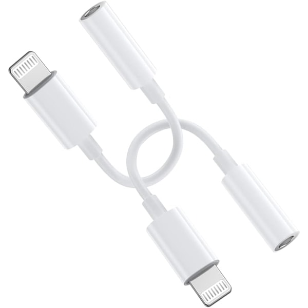 【2-pack】 Lightning till 3,5 mm-adapter MFi-certifierade hörlurar