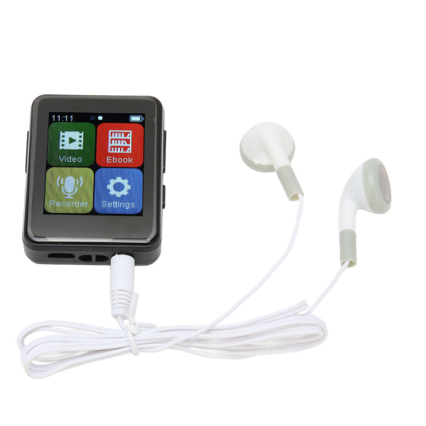 MP3-spelare Bluetooth 5.0 Intelligent HD-brusreducering FM-radio Elbok 1,8 tum Full Touchscreen MP3-spelare Svart 256GB minneskort