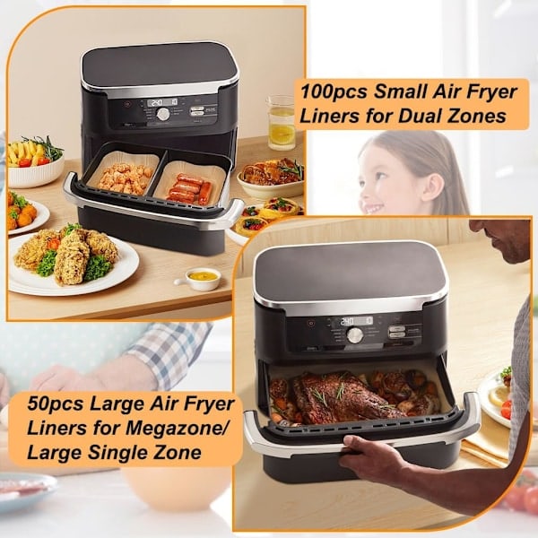 Bakplåtspapper för Ninja Air Fryer 10.4L, 150 st Air Fryer-tillbehör för Ninja 10.4L AF500EU AF500EUCP, Papper för Ninja Foodi Flex 10.4l