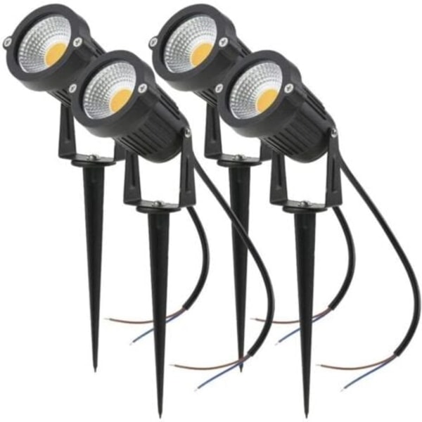 4 kpl LED Cob 5W 220V kohdevalaisimia, säädettävät puutarhavalot piikillä, ulkovalaisimet puutarhaan ja terassille (lämmin valkoinen).pa