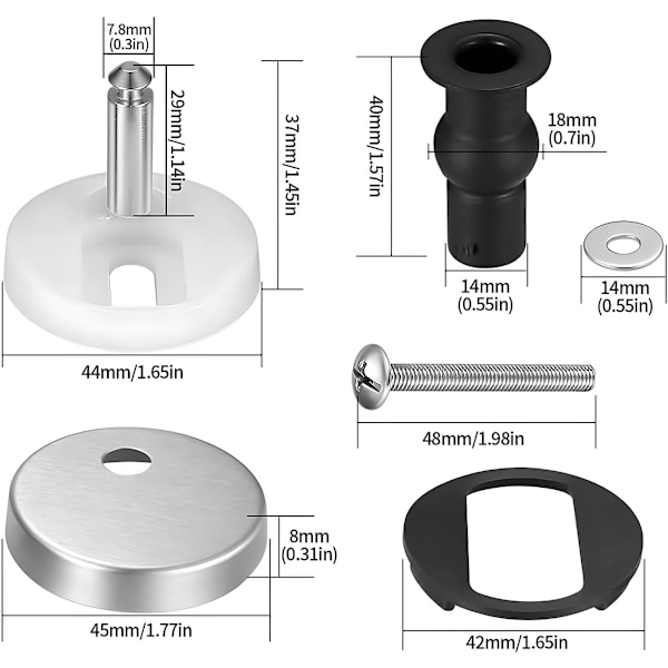 Toalettseteplugger, hurtigutløsende toalettsetefester, universelle toalettsetetilbehør, toalettsete reservedeler
