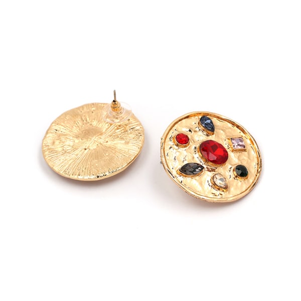 Fasjonable kvinner runde rhinestone øredobber Elegant ørepynt smykker dekorasjon (blekt gull)