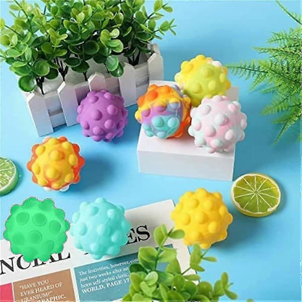 Push Bubble Pop It Stressball, leketøy Squeeze Ball, silikon 3d Fidget Ball Pop It