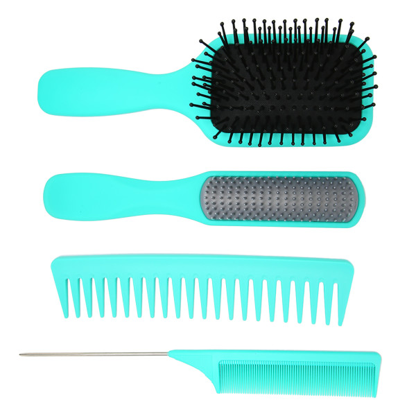 4 stk hårbørstesett padlefjerning hårbørste ni rader rottehalekam for langt tykt tynt krøllete naturlig hår Grønn boks