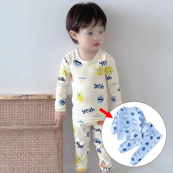 Bebis hjem tøj sæt bomuld forår og efterår baby langærmet børne pyjamas sæt