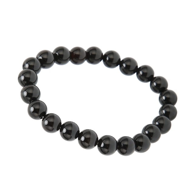 Sort agat armbånd stabelbart strækbart naturligt sort enkelt cirkel krystalperlearmbånd til kvinder mænd Teenager unisex