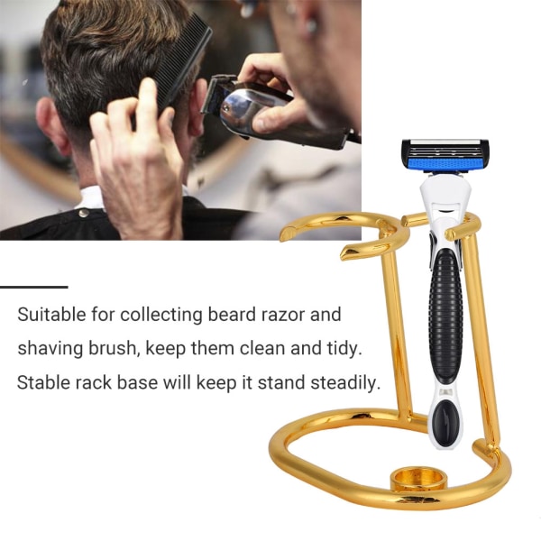 Holder for barberverktøy for menn, skjeggbarbermaskin, barberhøvelbørsteholder (gull)