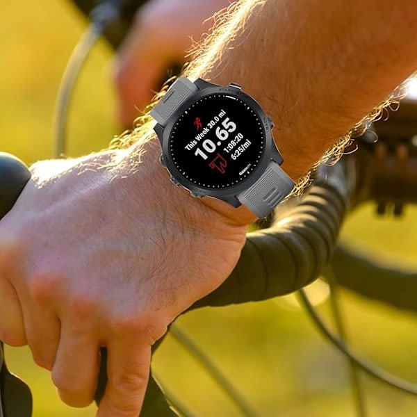 Paris-ranneke Forerunner 945/935 -kelloon, 22 mm silikoniranneke Forerunner 955/965 -kelloon, Garmin Fenix 6/5, Quatix 5 harmaa